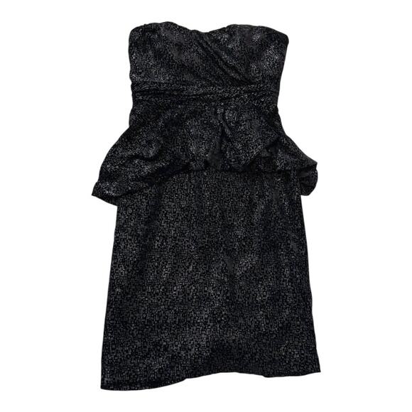 V-Day! 💘 Badgley Mischka Strapless Peplum Velvet Dress - Black - Size 6 - Picture 5 of 14